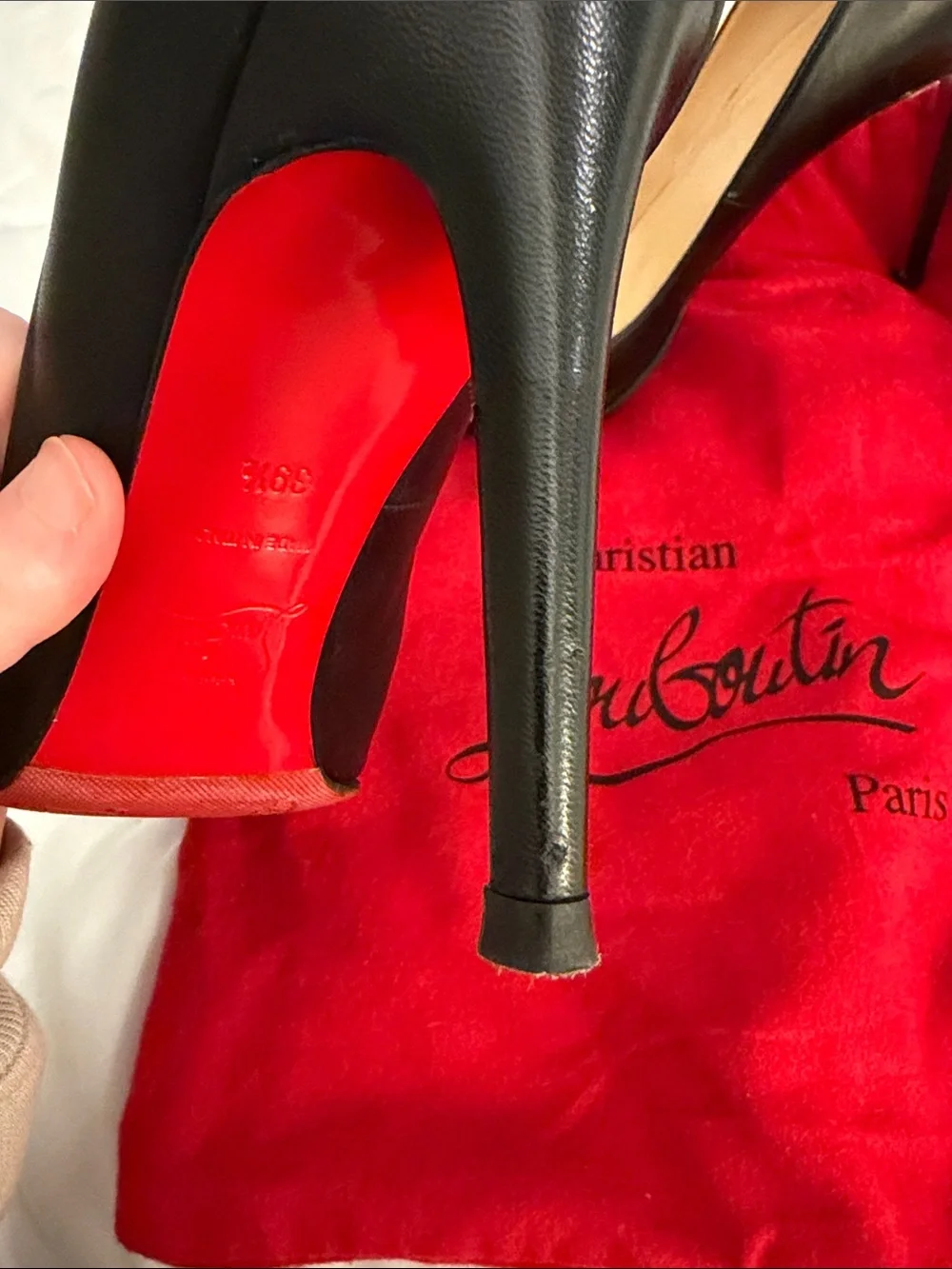 Christian Louboutin Black Leather Pointed Toe Stiletto Pumps